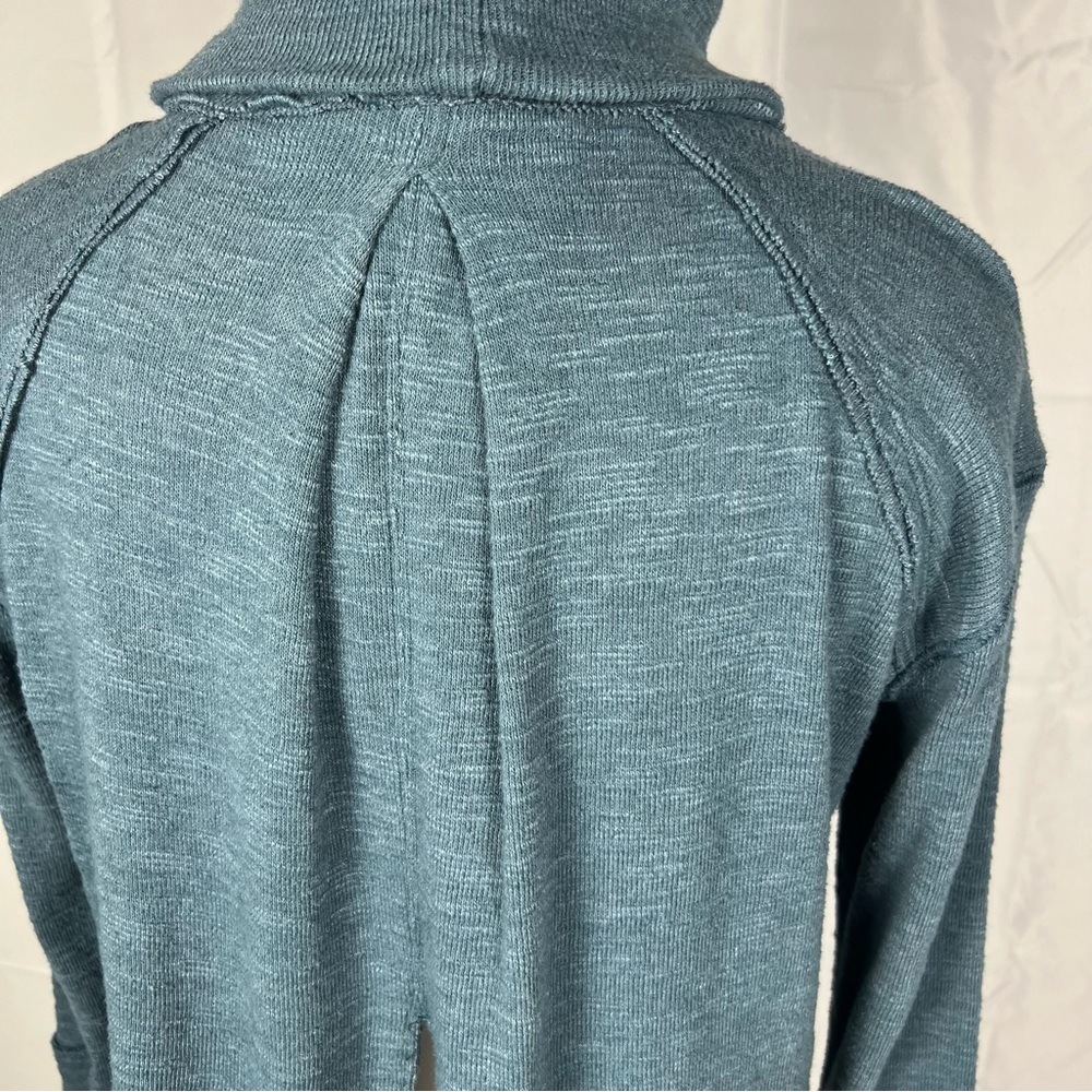 Free People We The Free Kori Split Back Turtleneck in teal. - Picture 8 of 10